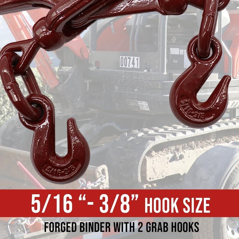 Boxer Heavy Duty Chain Lever Load Binder with Forged Grab Hooks, 5/16” – 3/8” - Chain Binder Tie Down - 19,800 LBS Breaking Strength - Image 3